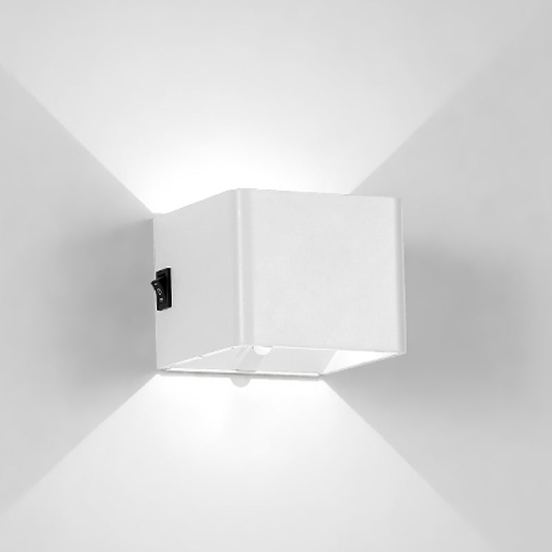 Modern Metal Wall Sconce Square Shape Wall Light with Plastic Shade for Courtyard