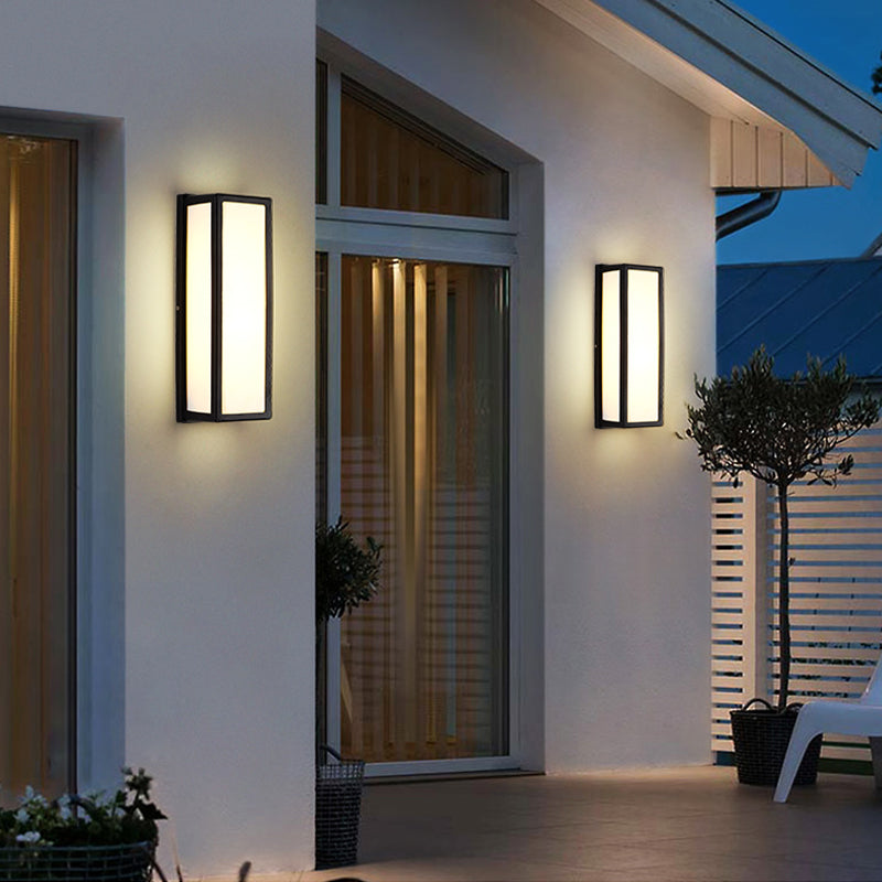 Metal Modern Wall Sconce Rectangle Shape Wall Light with Acrylic Shade for Courtyard