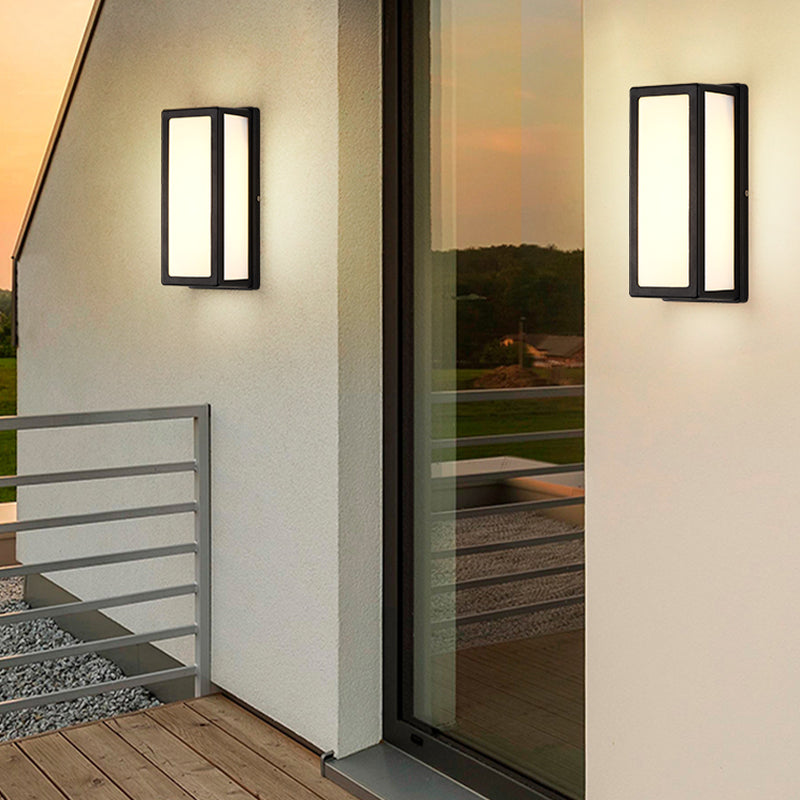 Metal Modern Wall Sconce Rectangle Shape Wall Light with Acrylic Shade for Courtyard