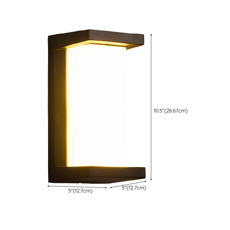 Metal Modern Wall Sconce Rectangle Shape Wall Light with Acrylic Shade for Courtyard