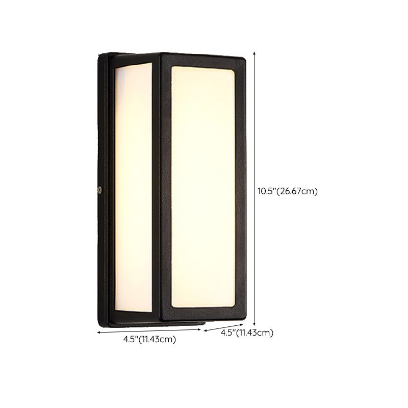 Metal Modern Wall Sconce Rectangle Shape Wall Light with Acrylic Shade for Courtyard