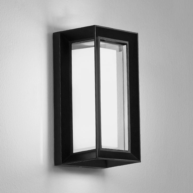 LED Modern Metal Wall Sconce Rectangle Shape Wall Light with Acrylic Shade for Courtyard