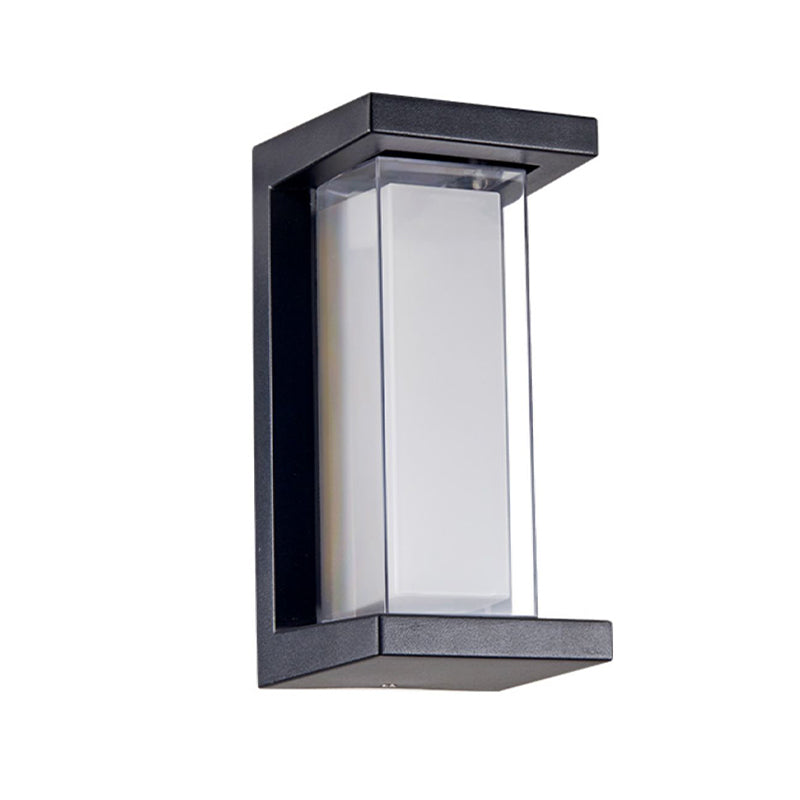 LED Modern Metal Wall Sconce Rectangle Shape Wall Light with Acrylic Shade for Courtyard