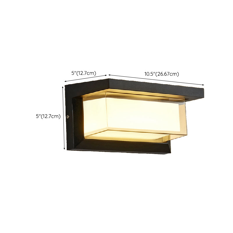 LED Modern Metal Wall Sconce Rectangle Shape Wall Light with Acrylic Shade for Courtyard