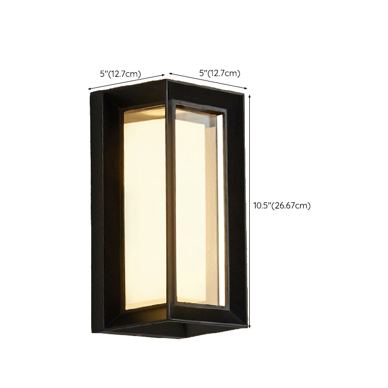 LED Modern Metal Wall Sconce Rectangle Shape Wall Light with Acrylic Shade for Courtyard