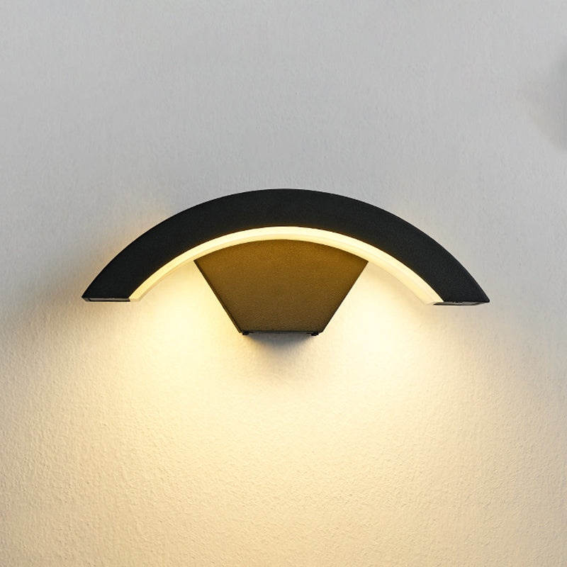 Modern Metal Wall Sconce Arc Shape Wall Light with Acrylic Shade for Courtyard