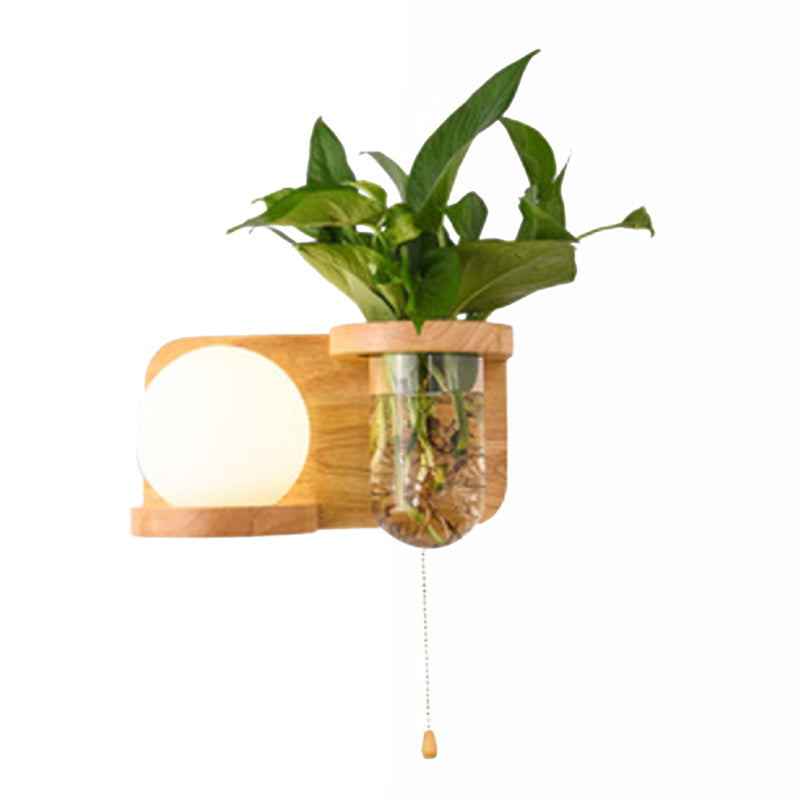 Modern Style Wall Light Fixture Wooden Wall Light Sconce without Plants