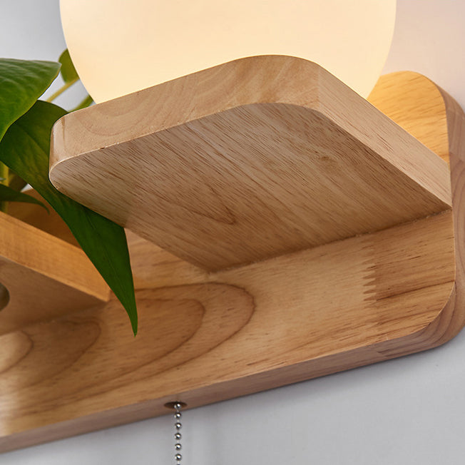 Modern Style Wall Light Fixture Wooden Wall Light Sconce without Plants