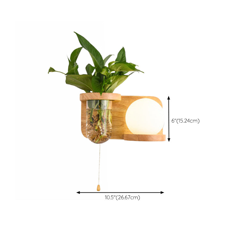 Modern Style Wall Light Fixture Wooden Wall Light Sconce without Plants