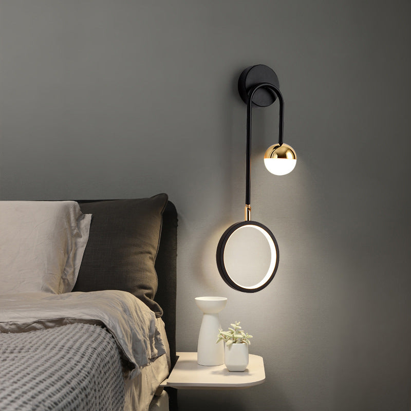 Contemporary LED Wall Light Black Metal Lighting for Living Room