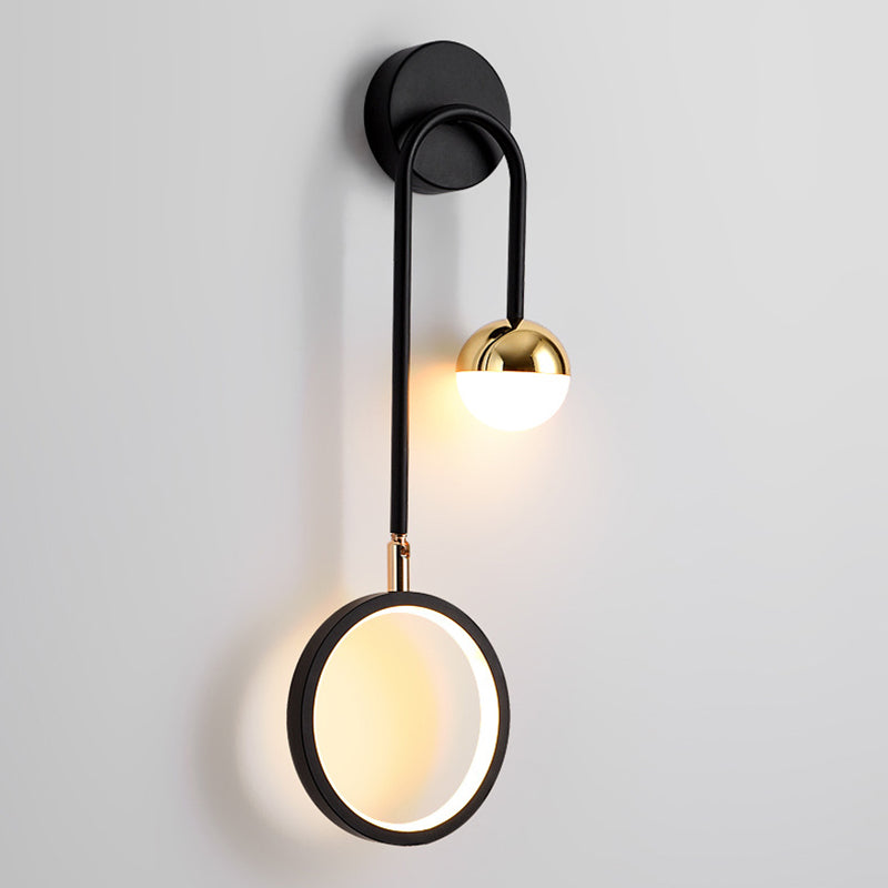 Contemporary LED Wall Light Black Metal Lighting for Living Room