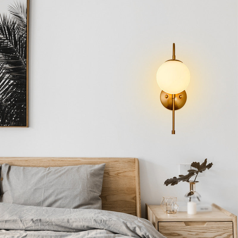 Modernism Glass Shaded Wall Light Metal Golden Lighting for Home