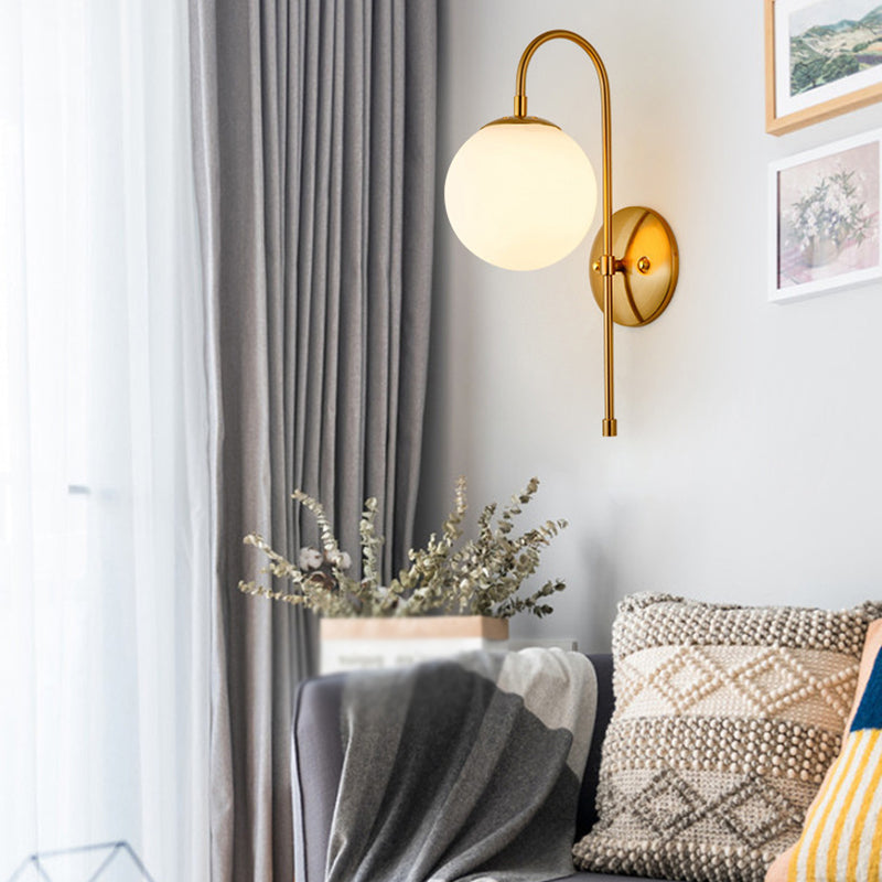 Modernism Glass Shaded Wall Light Metal Golden Lighting for Home