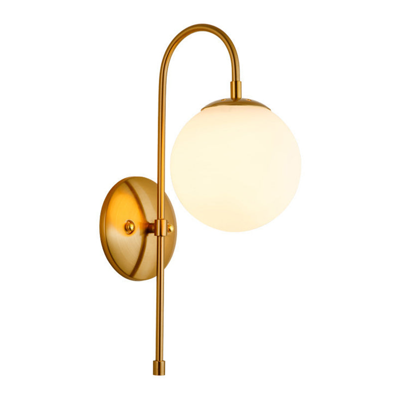 Modernism Glass Shaded Wall Light Metal Golden Lighting for Home