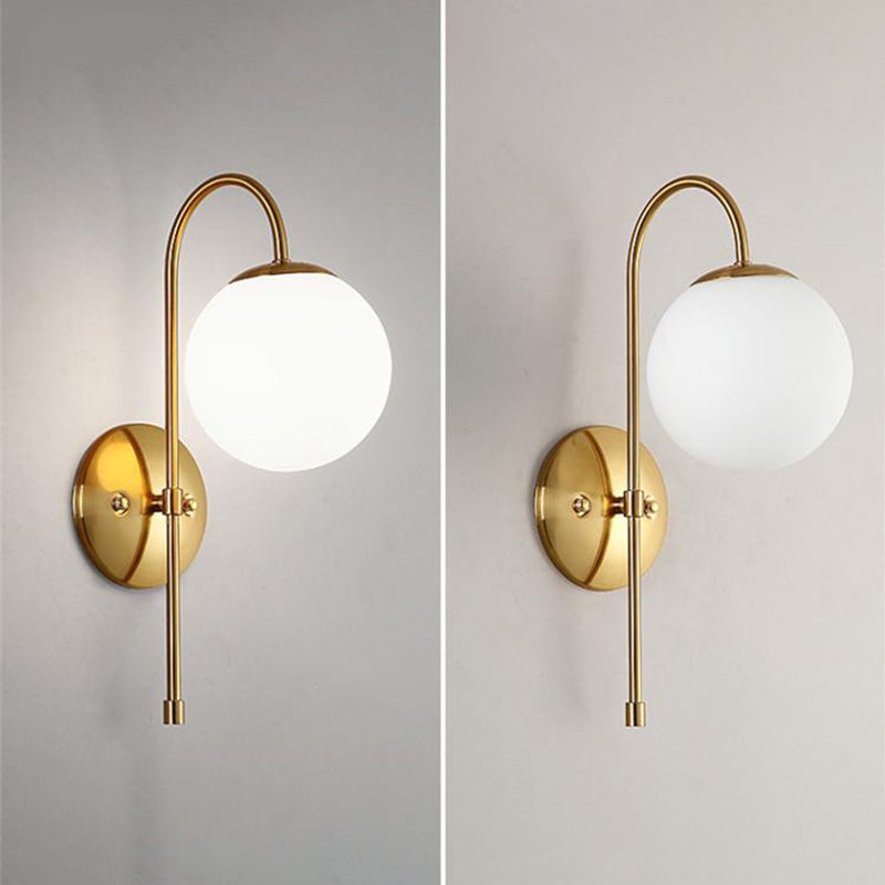 Modernism Glass Shaded Wall Light Metal Golden Lighting for Home