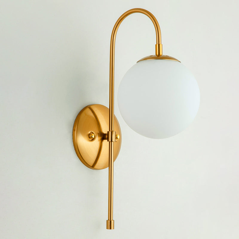 Modernism Glass Shaded Wall Light Metal Golden Lighting for Home