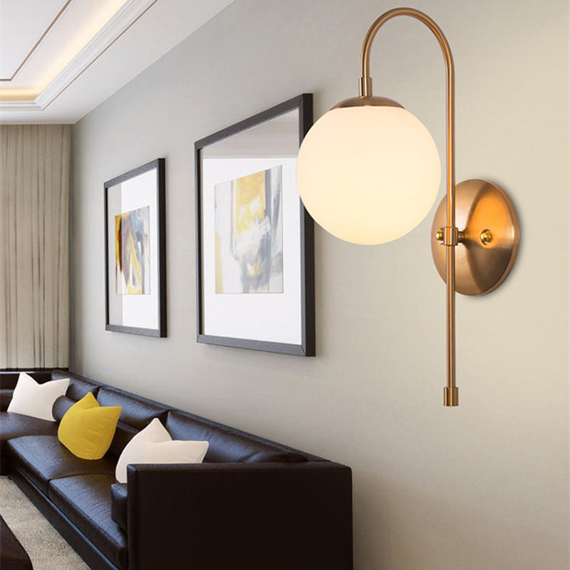 Modernism Glass Shaded Wall Light Metal Golden Lighting for Home