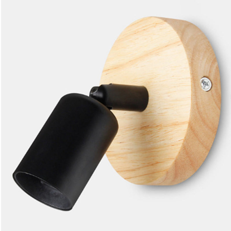 Contemporary Wood Wall Light Black / White Metal Lighting for Home Foyer