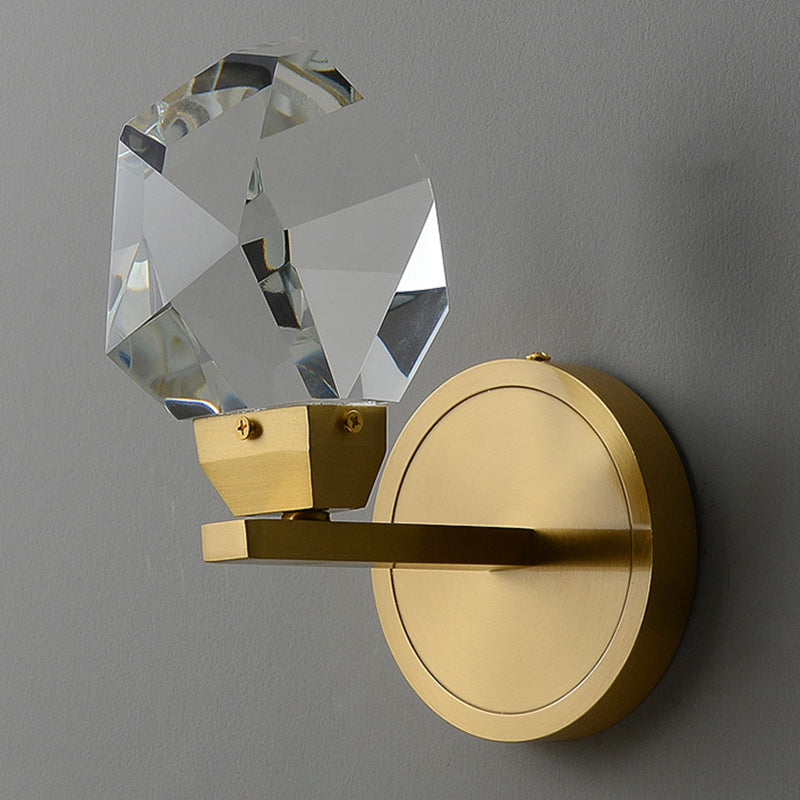Golden Metallic Lighting Post Modern Crystal Wall Light for Living Room