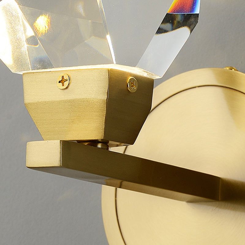 Golden Metallic Lighting Post Modern Crystal Wall Light for Living Room