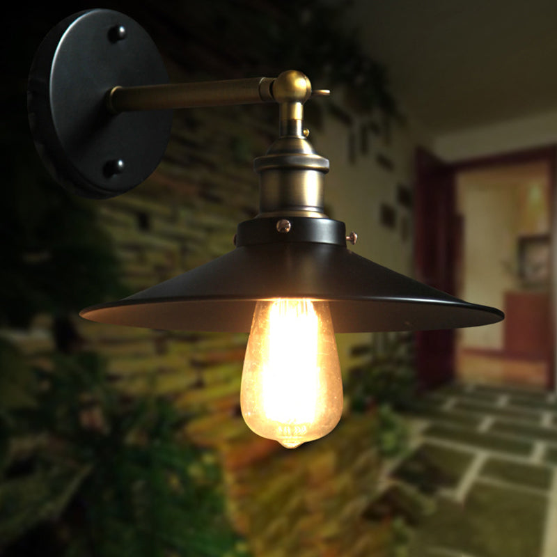 Industrial Style Wall Sconce Metal 1 Light Sconces in Black for Bedroom
