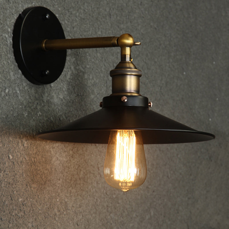 Industrial Style Wall Sconce Metal 1 Light Sconces in Black for Bedroom