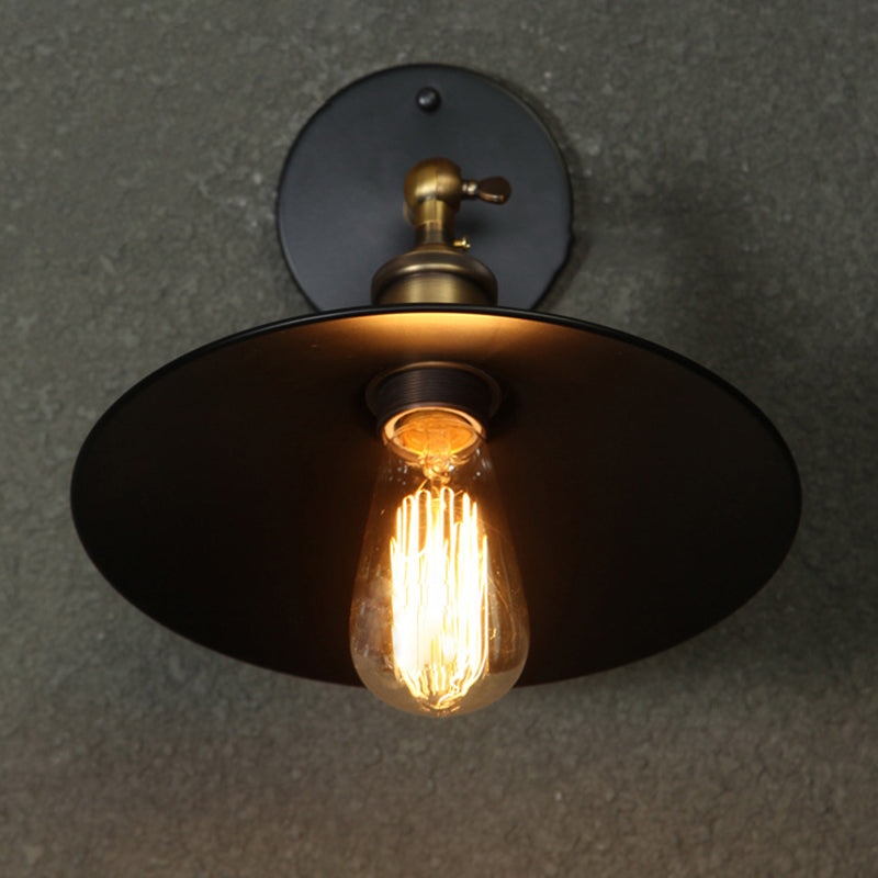 Industrial Style Wall Sconce Metal 1 Light Sconces in Black for Bedroom
