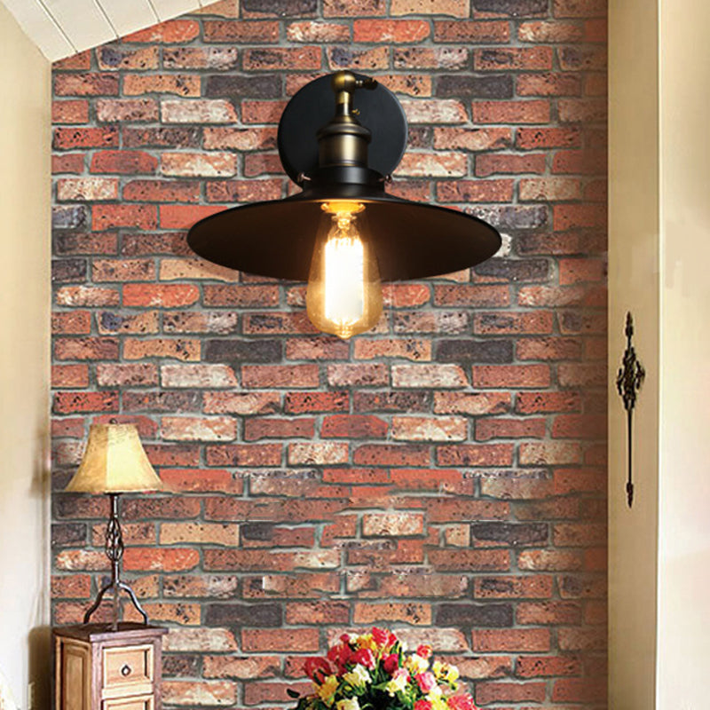 Industrial Style Wall Sconce Metal 1 Light Sconces in Black for Bedroom