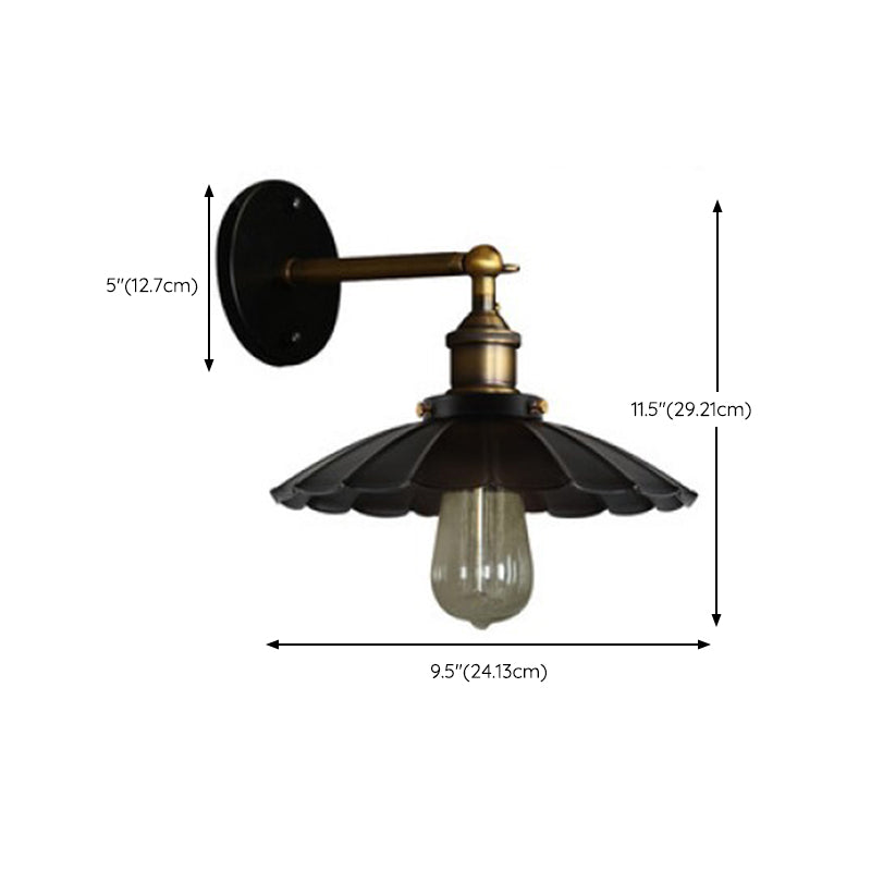 Industrial Style Wall Sconce Metal 1 Light Sconces in Black for Bedroom