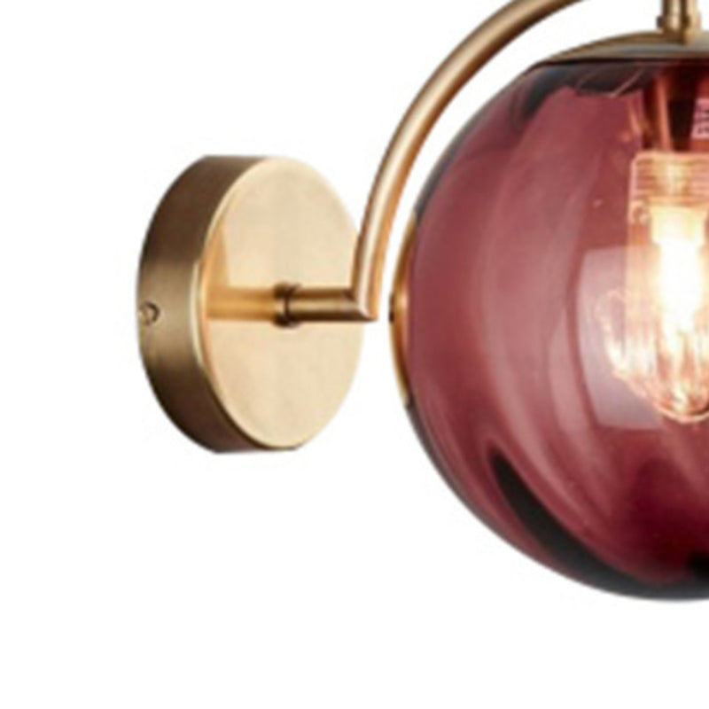 Golden Metal Lighting Polish Finish Glass Shaded Wall Light for Kitchen