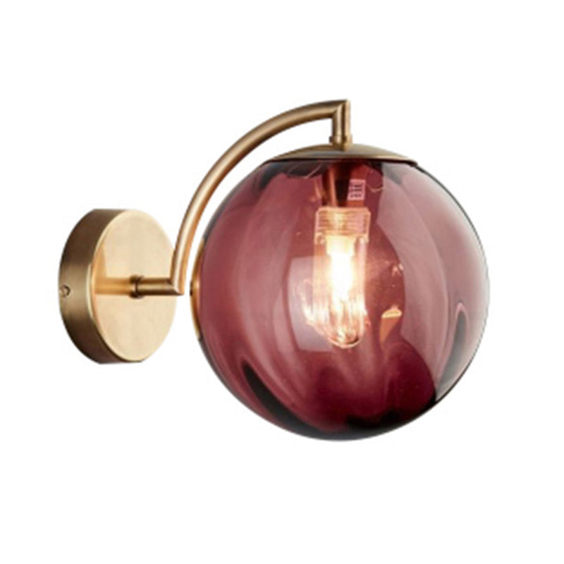 Golden Metal Lighting Polish Finish Glass Shaded Wall Light for Kitchen