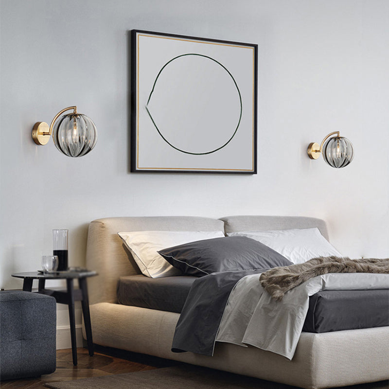 Golden Metal Lighting Polish Finish Glass Shaded Wall Light for Kitchen