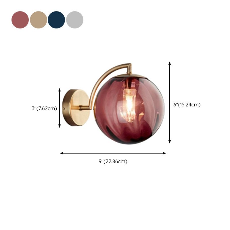 Golden Metal Lighting Polish Finish Glass Shaded Wall Light for Kitchen