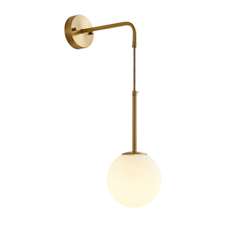 Modernism Globe Shaded Wall Light Golden Metal Lighting for Foyer