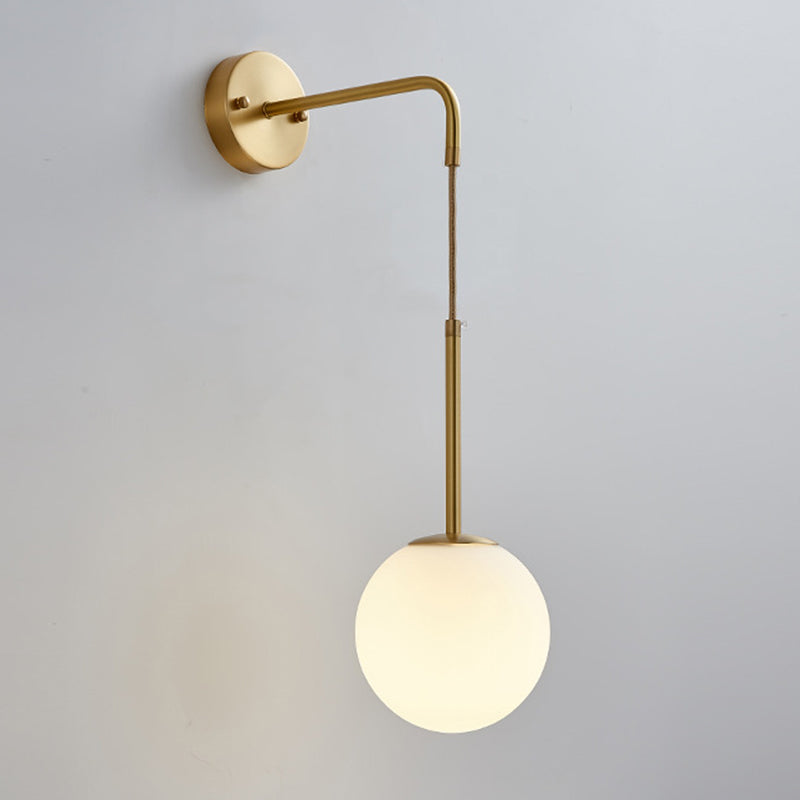 Modernism Globe Shaded Wall Light Golden Metal Lighting for Foyer