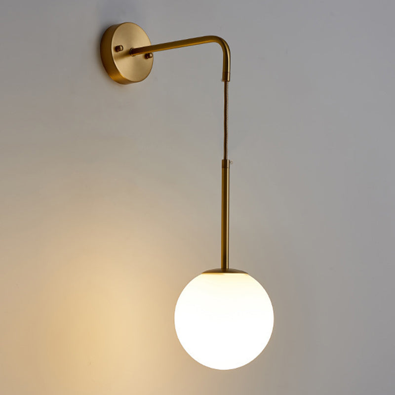 Modernism Globe Shaded Wall Light Golden Metal Lighting for Foyer