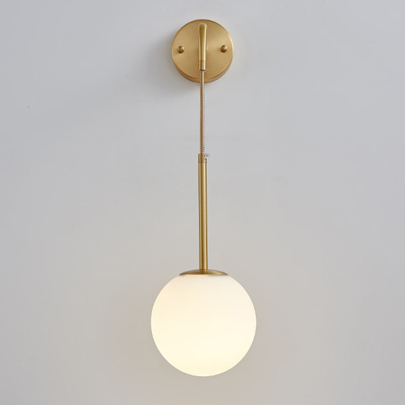 Modernism Globe Shaded Wall Light Golden Metal Lighting for Foyer