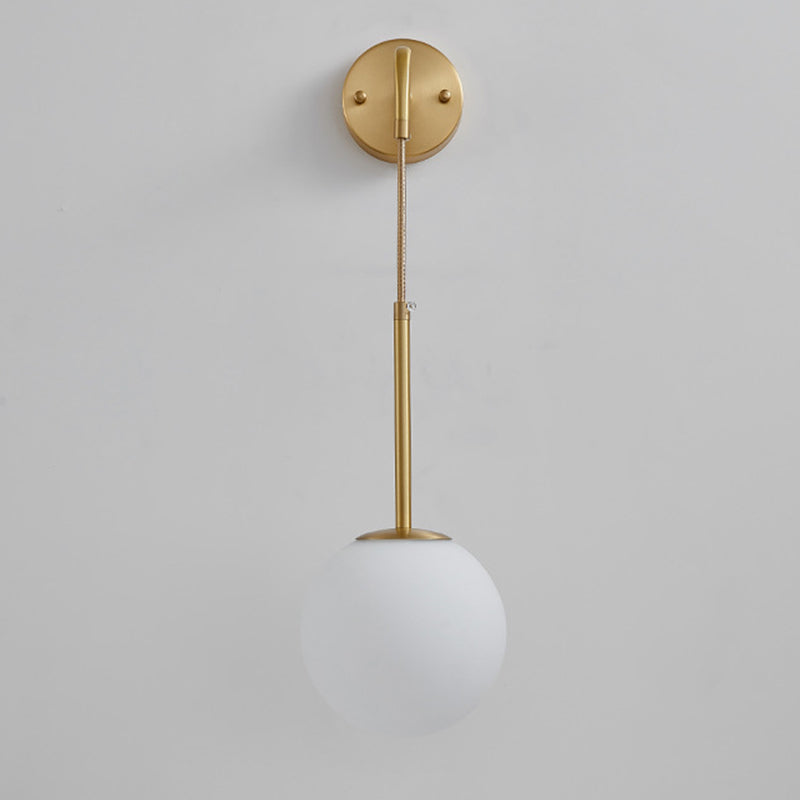 Modernism Globe Shaded Wall Light Golden Metal Lighting for Foyer