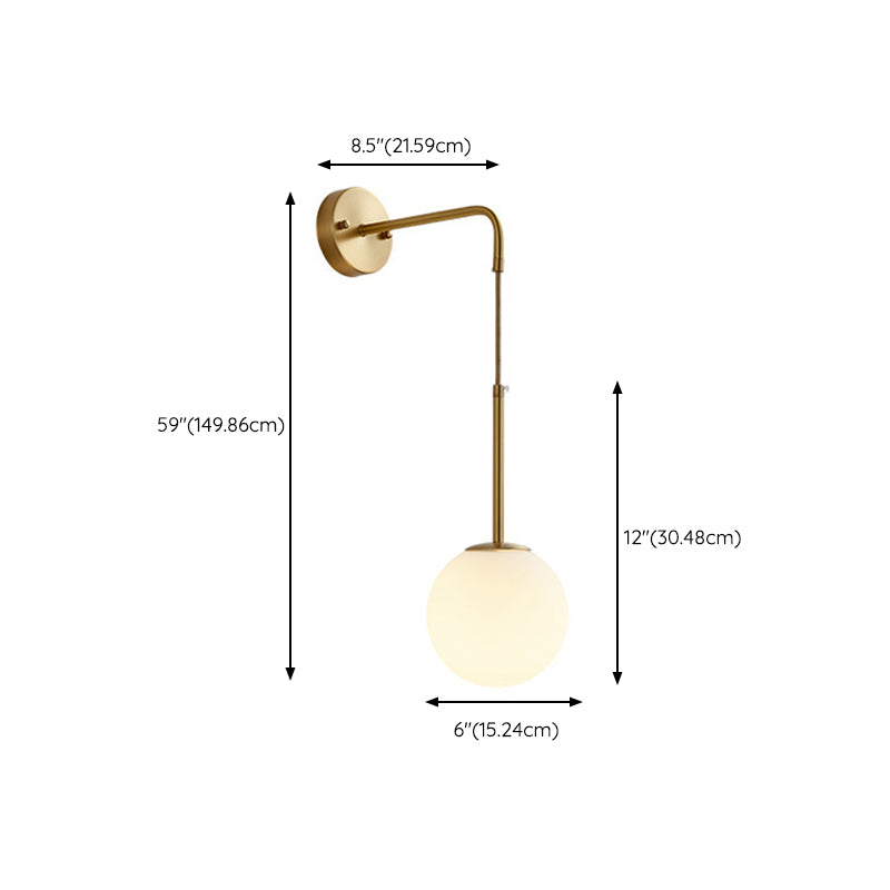 Modernism Globe Shaded Wall Light Golden Metal Lighting for Foyer