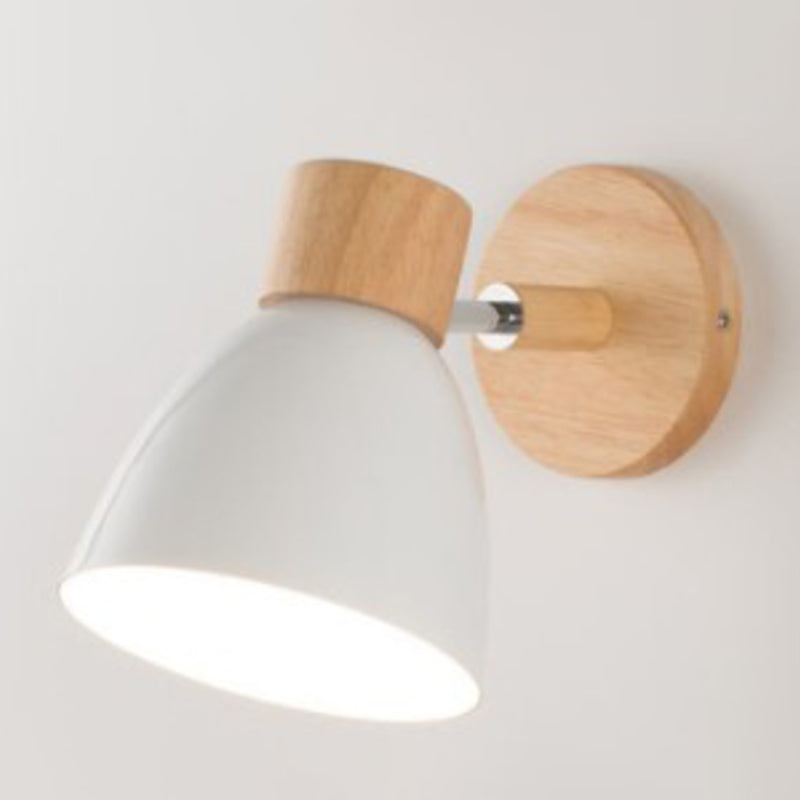 1-Light Metal Sconce Lighting Modern Wood Wall Light for Dining Room