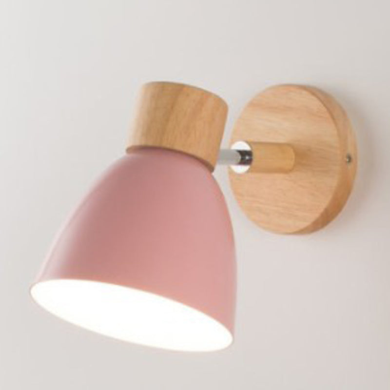 1-Light Metal Sconce Lighting Modern Wood Wall Light for Dining Room