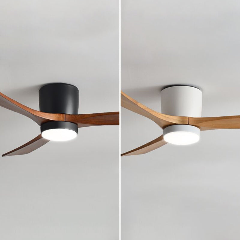 Contemporary Ceiling Fan Light Fixture Wooden LED Ceiling Flush Mount for Bedroom
