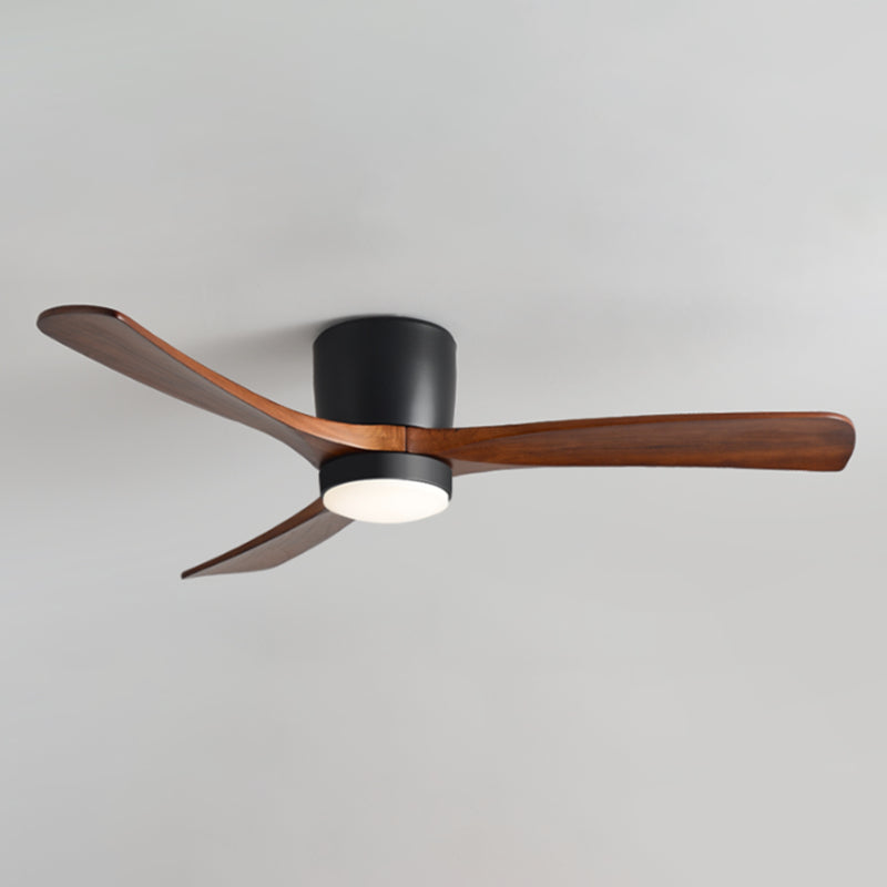 Contemporary Ceiling Fan Light Fixture Wooden LED Ceiling Flush Mount for Bedroom