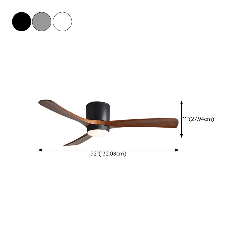 Contemporary Ceiling Fan Light Fixture Wooden LED Ceiling Flush Mount for Bedroom
