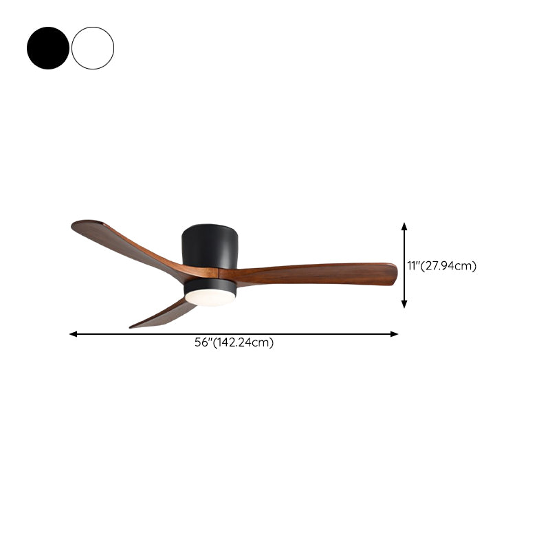 Contemporary Ceiling Fan Light Fixture Wooden LED Ceiling Flush Mount for Bedroom