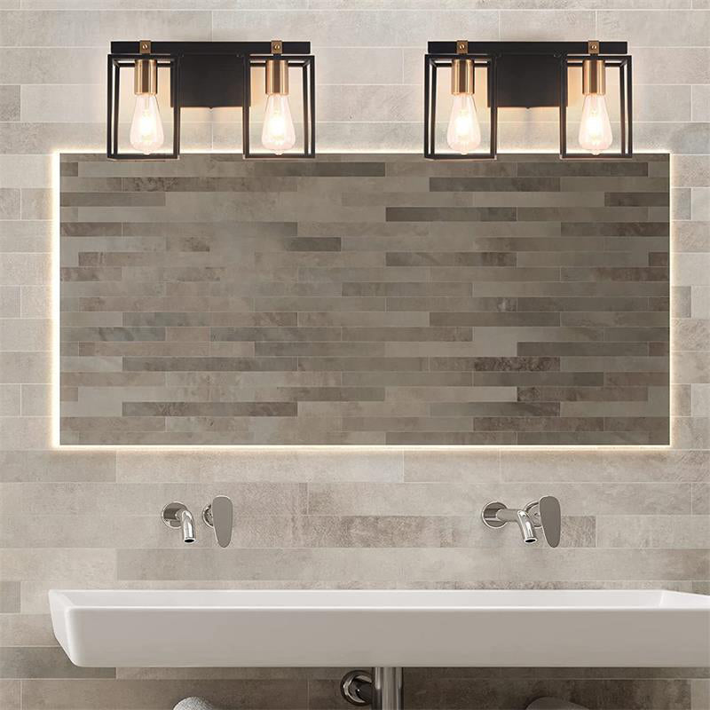 Black 1/2/3/4-Light Bathroom Vanity Light Modern Metal Bath Bar