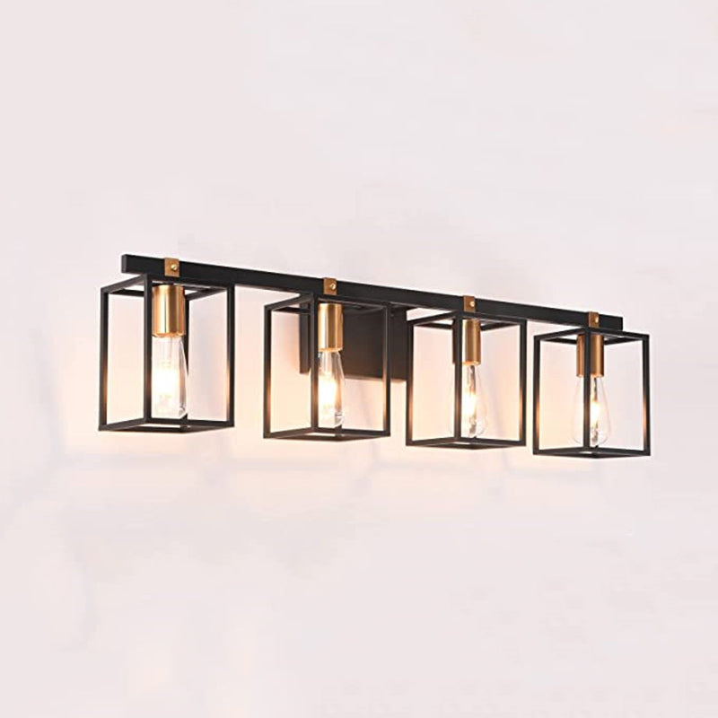 Black 1/2/3/4-Light Bathroom Vanity Light Modern Metal Bath Bar