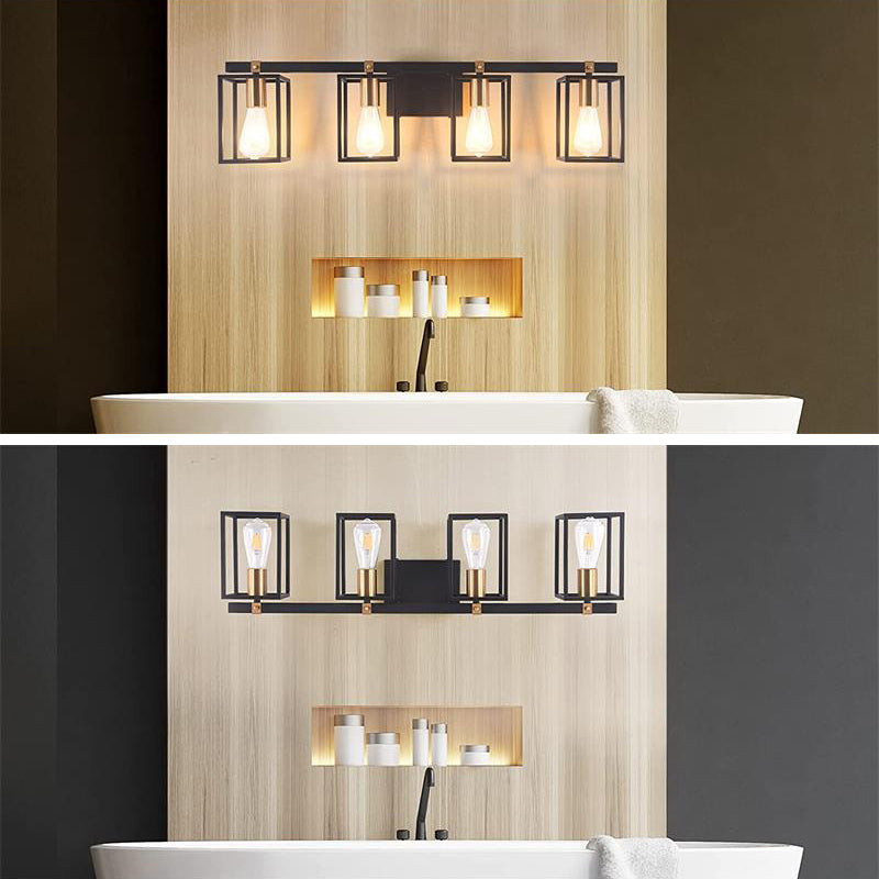 Black 1/2/3/4-Light Bathroom Vanity Light Modern Metal Bath Bar