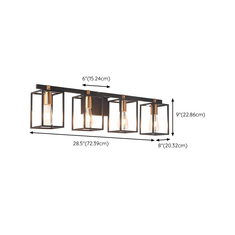 Black 1/2/3/4-Light Bathroom Vanity Light Modern Metal Bath Bar