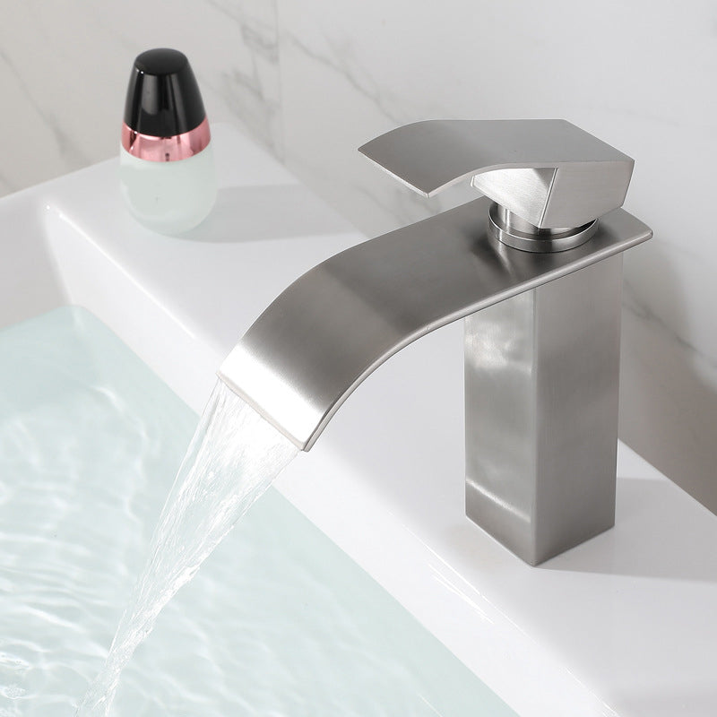 Industrial Vessel Faucet Stainless Steel Lever Handles Waterfall Spout Bathroom Faucet